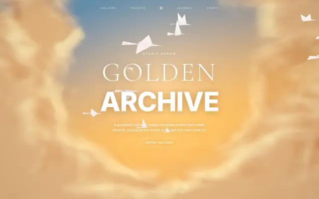 Golden Archive — 3D Gallery Landing Page design preview