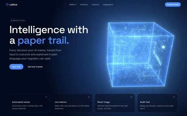 Lattice Cube — 3D AI Product Landing Page design preview