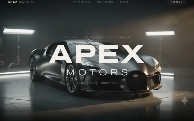 APEX Motors Hypercar Website design preview