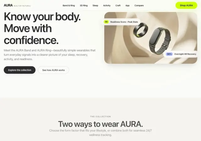 AURA — Band & Ring Wellness Wearables design preview