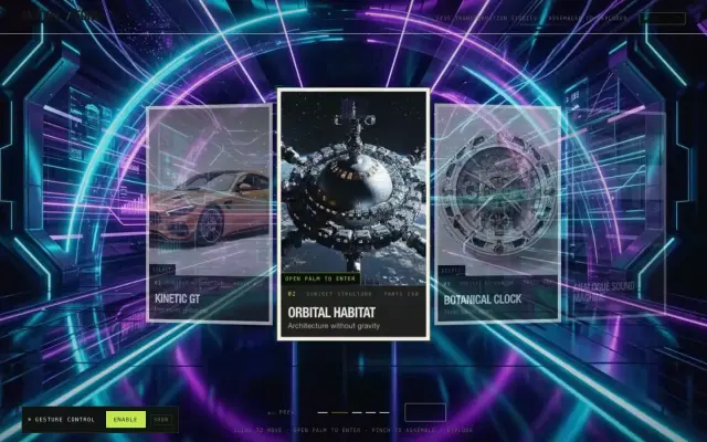 MOTION / FORM — Gesture-Controlled Exploded Gallery design preview