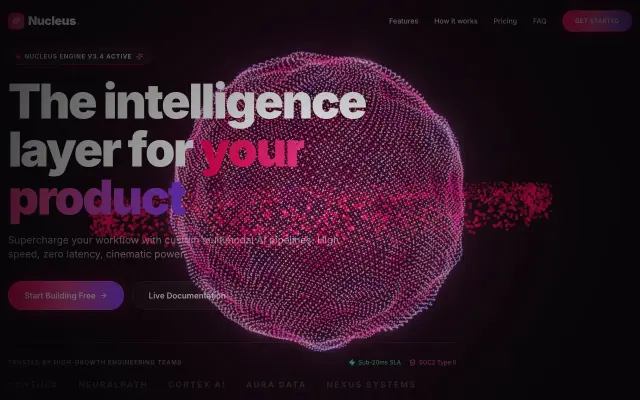 Nucleus — AI Startup Theme design preview