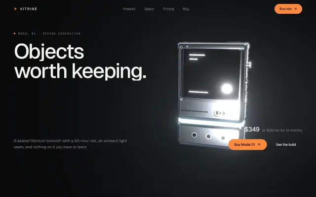 Vitrine — Hardware Showcase design preview